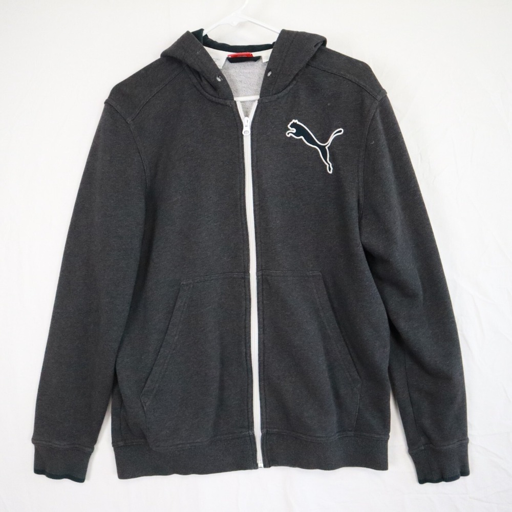 Puma Hoodie Mens Small DryCell Full Zip Activewear Sweat Jacket Gray Long Sleeve